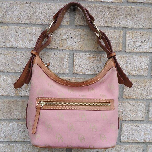 Dooney and Burke signature monogram canvas hobo shoulder bag. - Picture 1 of 16